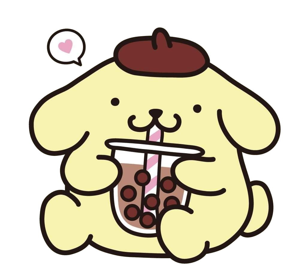 Pompompurin drinking boba